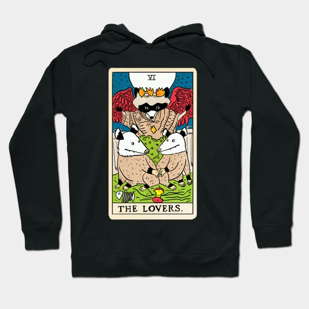 Opossum Tarot Card The Lovers Hoodie by Hillopurkki